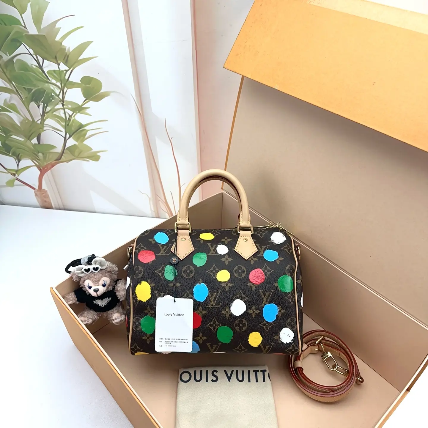 Pre-owned Louis Vuitton Multicolor Polka Dot Monogram Canvas Speedy Bag 0810 raye 20313974