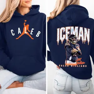 Ice Man William Chicago 2 Side Hoodie, Caleb Bear Retro 90s Graphic Hoodie, for Men & Women, Game Day Shirt