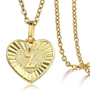 Initial A-Z Letters Necklace Gold Color Heart Shaped Love Charm Alphabet Pendant for Women Unique Name Jewelry Gifts