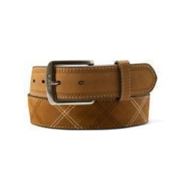 Ariat Cross Stitch Leather Belt - Medium Brown