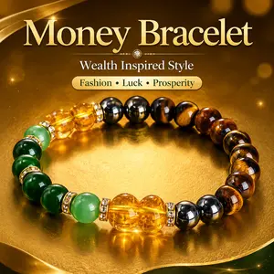 Money Bracelet Beaded Bracelet for Women Men, Wealth Inspired Colorful Bead Bracelet, Green Brown Gold Black Beads, Elastic Stretch Fashion Jewelry, Positive Energy Style Bracelet, Meaningful Daily Accessory for Party Outfit Y2K Trend Se
