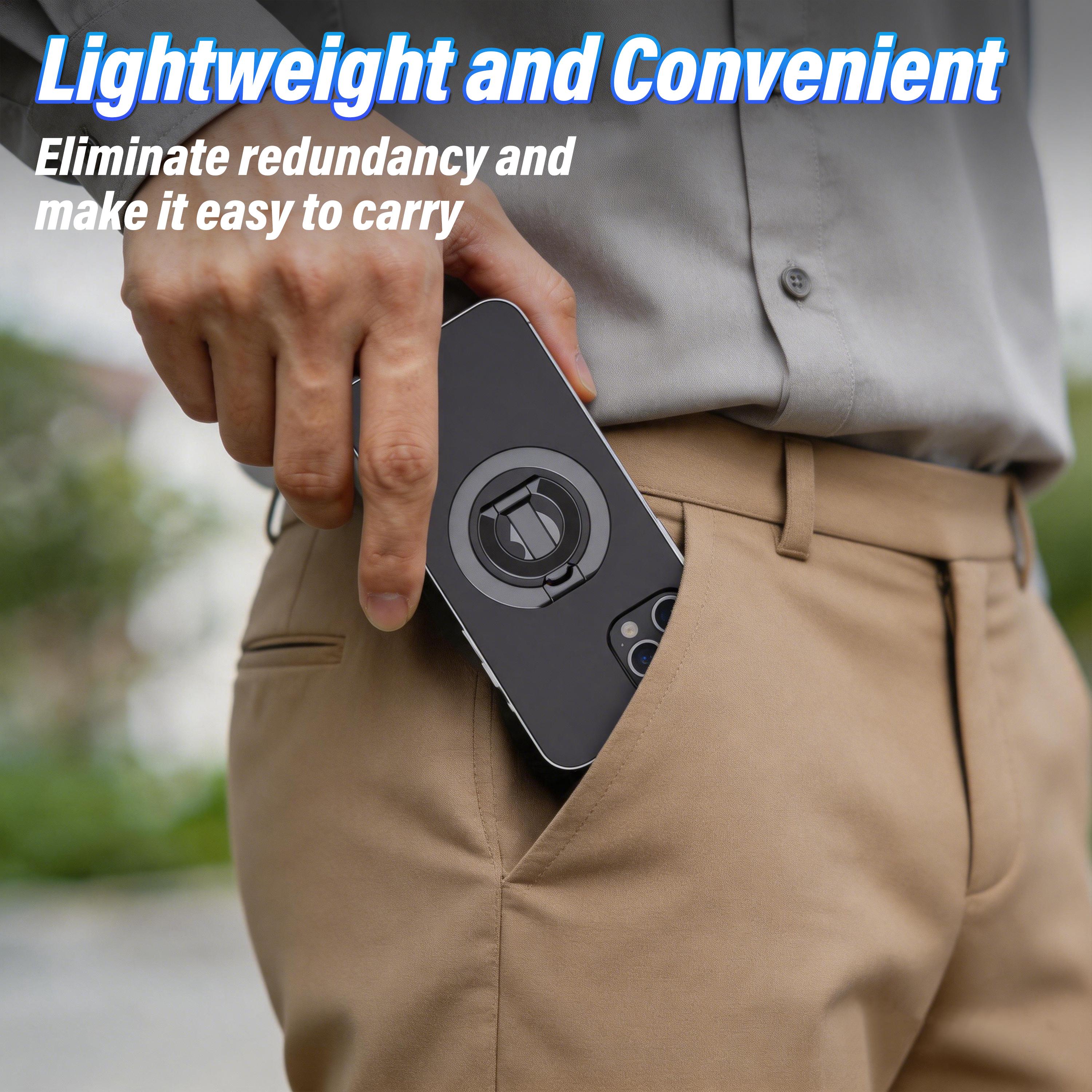 Dual Sided Magnetic Phone Ring Grip, Magnetic Phone Stand & Fold Kickstand Holder, Universal Finger Bracket Compatible with Car Mount for iPhone 17 16 15 14 13 Pro Max Plus