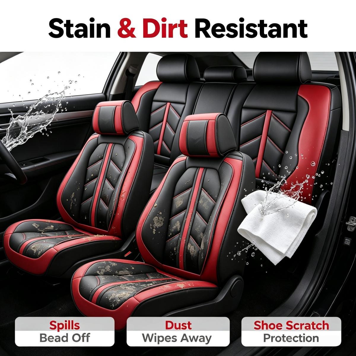 For Dodge Dart 2013-2016/ Nitro 2010-2020 Car Seat Covers, Premium 3D PU Leather 5 Seat Covers Full Set with Storage Pockets, Waterproof Breathable Non-Slip Car Front Rear Seat Cushion Protector Mats, Rear Split Fit 40/60 40/20/40 50/50 ﻿ ﻿