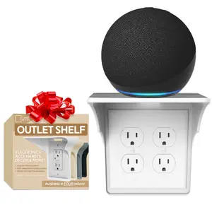 Power Perch Double Wall Outlet Shelf - Turn Outlet into a Shelf - Great for Smart Home Devices, Cell Phone, Speakers, Alexa Holder, Kitchen Organizer