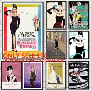 1pc Frameless Audrey Hepburn Breakfast At Tiffany's Vintage Movie Posters and Prints Wall Art Picture Canvas Painting Room Home Decor Gift (14 different styles to choose from)