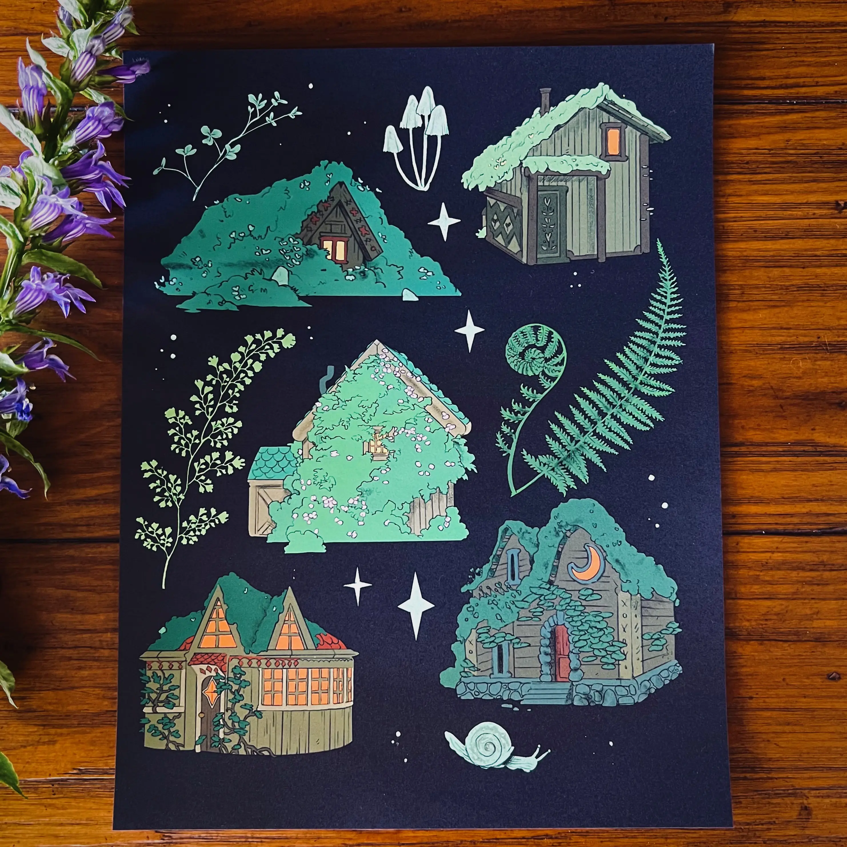 Mossy Houses 8.5x11 art print
