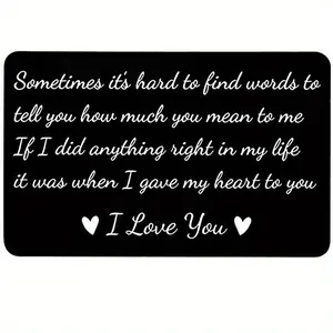 Letter Pattern Metal Wallet Card, Creative Metal Wallet Card, Custom Message Card, Vertical Cards, Positive Message Card, Birthday Gift for Boyfriend, Anniversary Gift for Husband, Gift for Couple