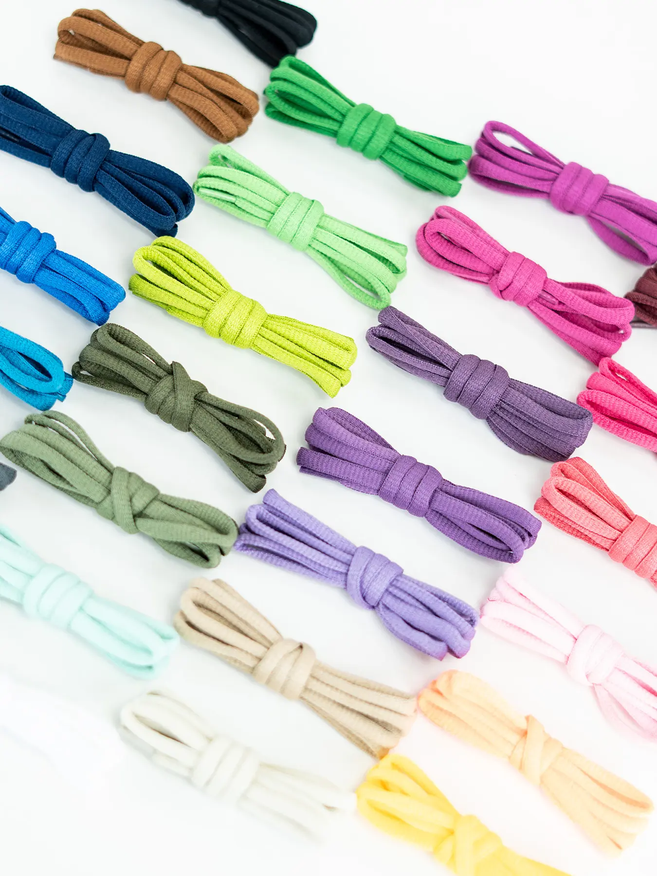 Pair of 120cm Half Round Elliptical 6mm Polyester Colorful Shoelaces for Skate Shoes & Sneakers, Upgrade Thickened Design