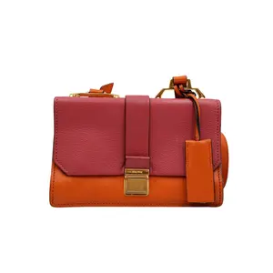 Pre-owned miu miu leather Shoulder Bags Madras Bi Color Crossbody Bag(4900000193725)