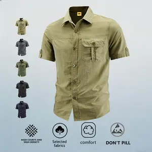 Men’s Casual Practical Short-Sleeve Shirt — Cargo Style for Outdoor Use, Made from High-Density Anti-Wrinkle Fabric