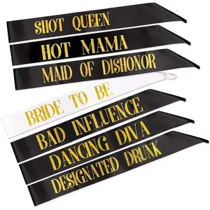 7 Pack Hen Party Sash 1 White Bride To Be Sash+6 Black Team Bride Tribe Hen Do Sash for Girls Hen Night Out Bridal Shower Wedding Bachelorette Party Accessories