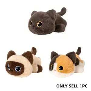 30cm/11.81in Cute Black Cat Plush Toy Furry Cat Plush Doll Soft Stuffed Animal Kitten Doll Perfect for Halloween, Easter, Christmas & Birthday Gifts Soft Cuddly Gift