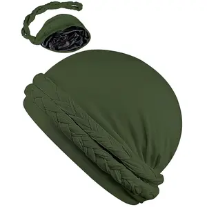 Satin Lined Unisex Halo Turban Durag for Waves, Braids & Locs - Luxurious Silk Sleep Bonnet for Ultimate Hair Protection & Frizz Control for All Hair Types