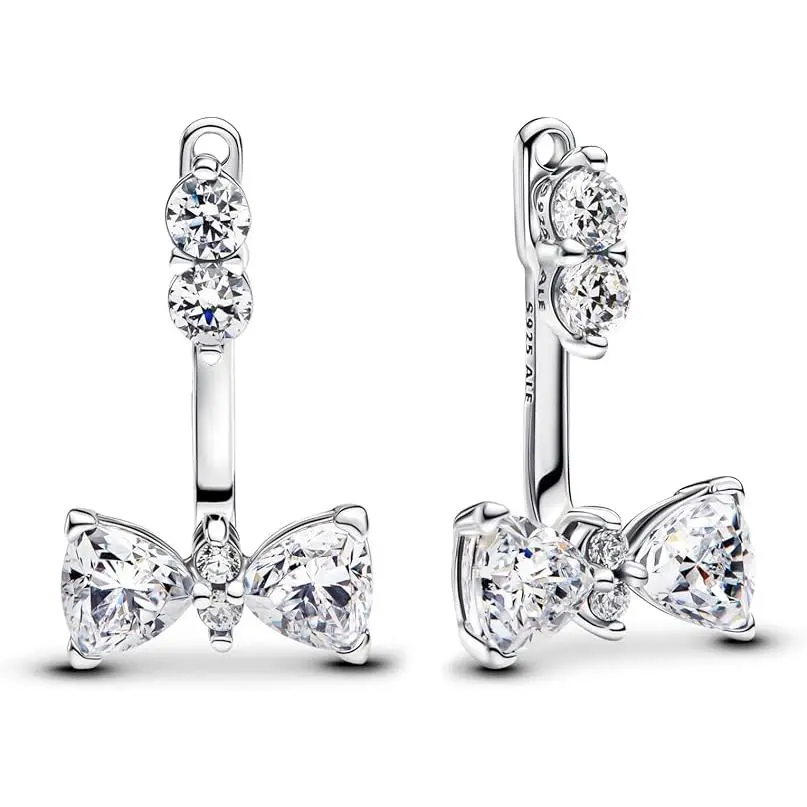 Pandora Timeless Sparkling Bow Drop Earrings 293543C01, Classic, Adults, Daily, Everyday Wear, Sparkling Stones, No Warning Applicable, Dainty Earrings, Earrings Dangle