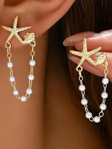 Starfish Design Dangle Earrings, Fashionable Jewelry for Women, Trendy All-match & Exquisite Jewelry for Birthday Gift, Trendy Jewellery Accessories