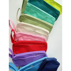 Fabric Pencil Case with Handle — Double Zipper Pockets