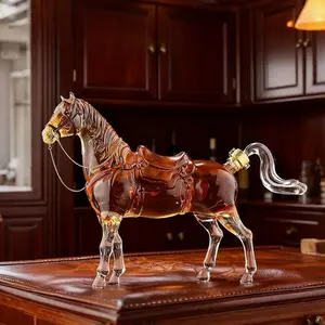 Whiskey Decanter Set, 1000ML Horse Design, Ideal Gift for Men, Husbands & Bourbon Enthusiasts, Personalizable Glass Liquor Dispenser, Home Bar Accessories