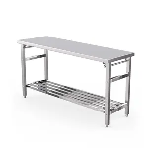 Stainless Steel Folding Office Table 24 x 60 Inch – Adjustable Undershelf, Heavy-Duty, Easy Assembly, Durable Commercial Desk for Kitchens, Restaurants, Laundry, Food Prep Areas