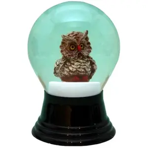 212 MAIN Perzy Snowglobe - 80mm Medium Owl Figurine Ornament, Festive Home Decor, Living Room Decoration, Indoor Display Piece