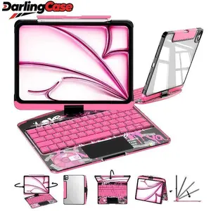 DarlingCase Latest 360 Swivel  iPad Keyboard Case for ipad Air 11/13inch 2026/2025/2024,with Y2K style tranparent case for 11th-11in-A16(2025) for iPad Tablet Accessories Wireless Cyberpunk Digital Magnetic,#SummerVibes#tiktok shop spring glow up