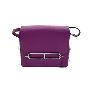 Pre-owned HERMÈS Roulis 18 — Purple with Silver Hardware — Epson Calfskin (Grained) H7 H48906