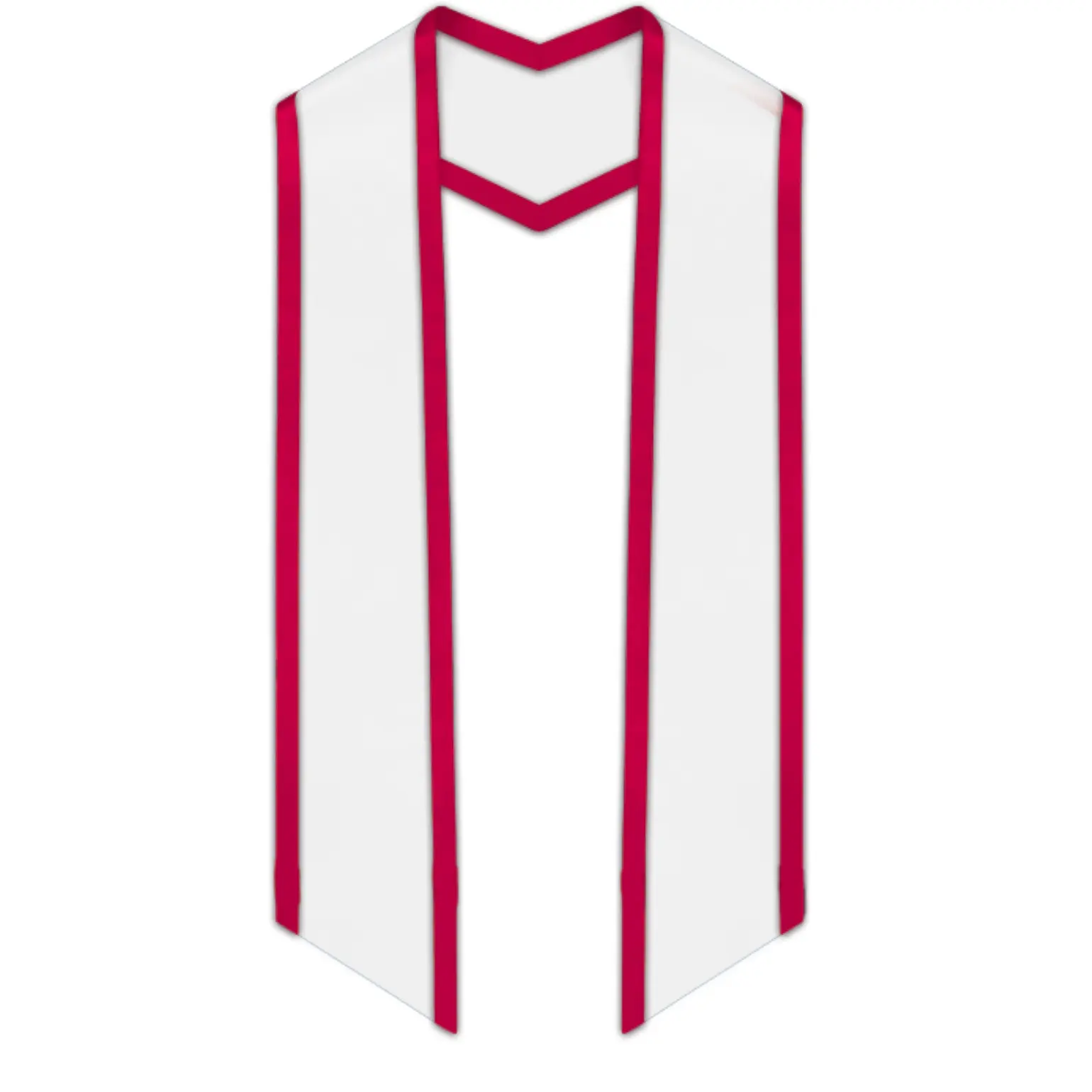 White Slanted Graduation Stole with Red Trim