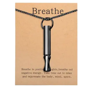 Mindfulness Breathing Necklace – Black Stainless
