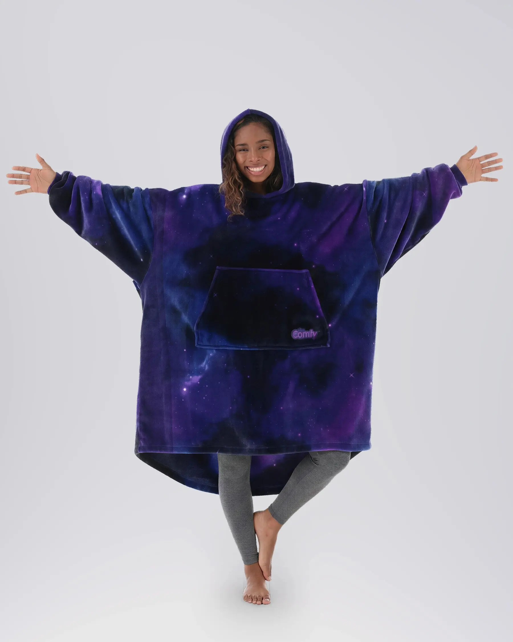 THE COMFY Dream Soft Single Layer Hooded Blanket - Oversized Cozy Hoodie Blanket, Ultra-Soft Microfiber Wearable, Warm, Stylish, Machine Washable, One Size Fits Most, Great for Home/Travel Gift