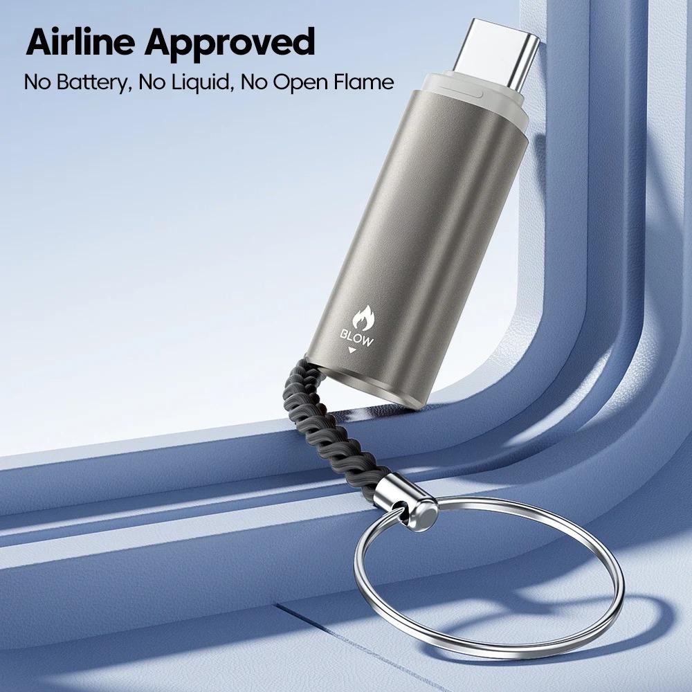 Unisex Modern USB-C Mini Electric Lighter - Plug&Play, Blow-to-Light, Flameless, Windproof, Fast Ignition with Tungsten Wire, Smart Auto-Off, Overheat Prevention, Universal Power for Camping & Hiking, Outdoor Camping, Prevents Overheating