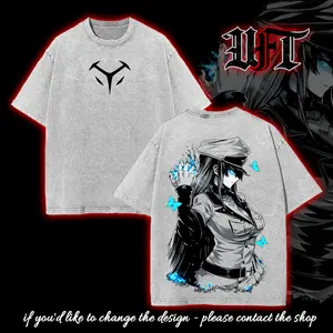 Esdeath akame ga kill villain female character waifu ancient mage wizard elf game anime manga movie 2 sided washed tshirt graphic tees menswear