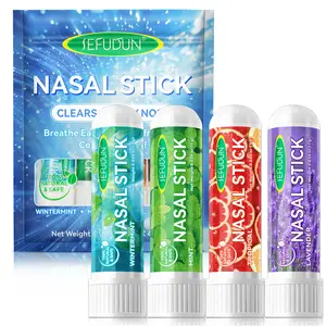 SEFUDUN nasal decongestant sticks, 4 pieces, natural herbal ingredients, 4 kinds of fragrance, refreshing and relieve nasal congestion
