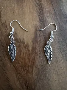 Silver Feather Leaf Dangle Earrings- Lightweight Boho Drop Earrings 925 Sterling Silver Hardware