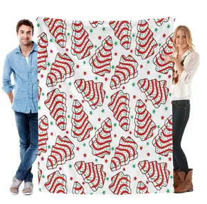 Whimsical Christmas Tree Cake Throw Blanket Cozy Holiday Tree Cake Pattern Blanket Perfect Xmas Gift For Dorms Bedroom Couch Mom Little Debbie Christmas Tree Blanket