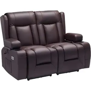 VEVOR Loveseat Recliner Sofa, Manual Reclining Couch with Heating and Massage, Soft Corduroy Recliner Sofa with USB Ports, Cup Holders and Side Storage Bags, Dual Loveseat Chair for Living Room, GreyVEVOR Super Brand Day