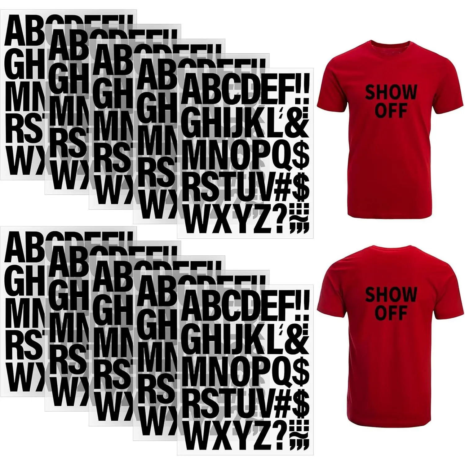 10 Sheets 440 count Iron on Letters for Clothing, 2 Inch Heat Transfer Letters, Black Iron on Vinyl Letters with A-Z PU Alphabets Sticker for Fabric, Jersey T-Shirt Printing DIY Craft