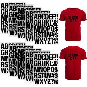 10 Sheets 440 count Iron on Letters for Clothing, 2 Inch Heat Transfer Letters, Black Iron on Vinyl Letters with A-Z PU Alphabets Sticker for Fabric, Jersey T-Shirt Printing DIY Craft