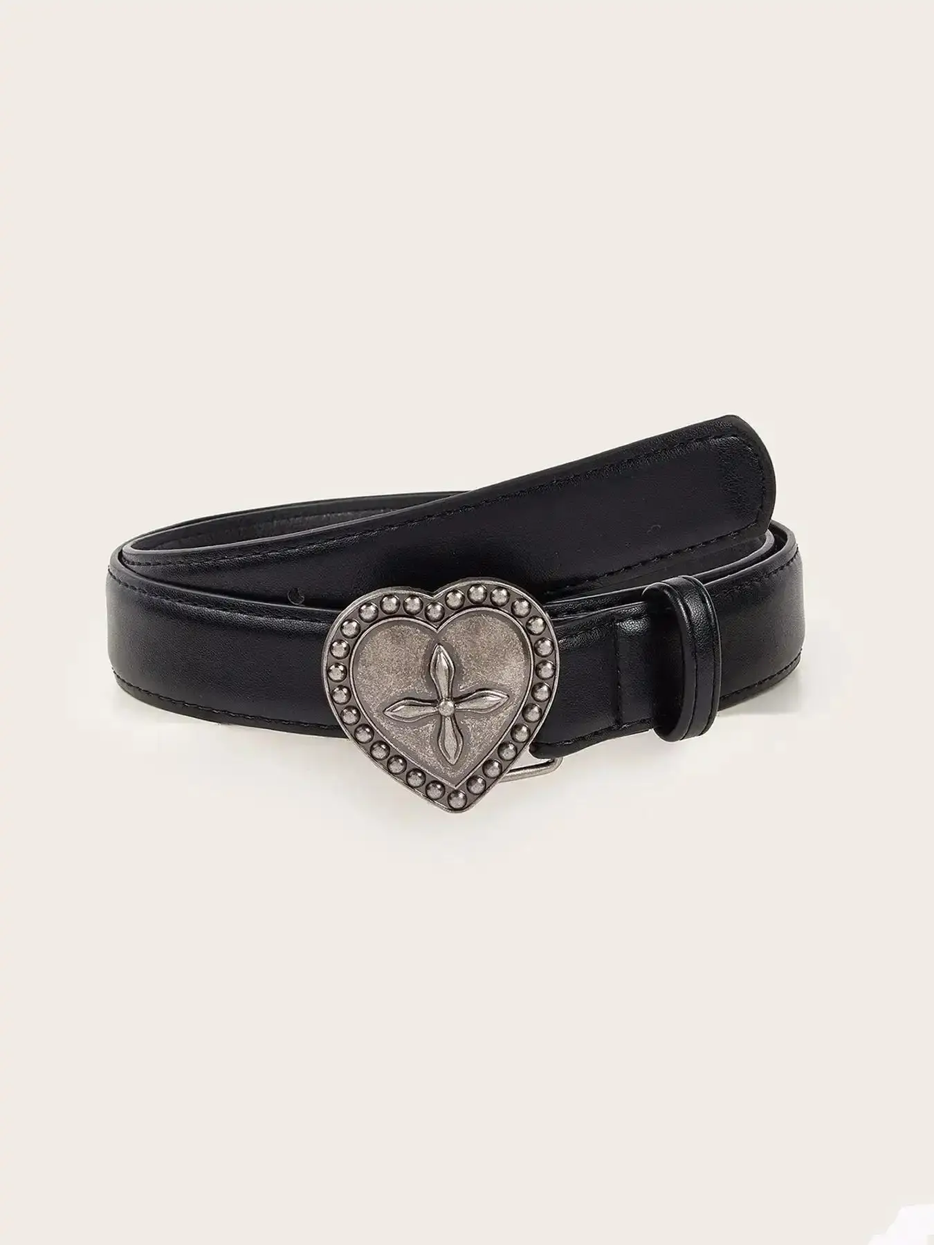 Triple Heart Buckle Western Concho Belts For Women Boho Style Belt Vintage Rivet Studded Embossed PU Leather Gothic Jeans Pants Waistband Cowboy Elegant Wedding Unique Chic Glamorous Couple Adjustable Stacking Exquisite