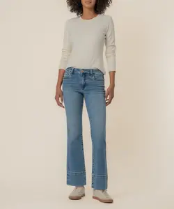 Kelsey Mid Rise Flare, Long Inseam in Contract Wash