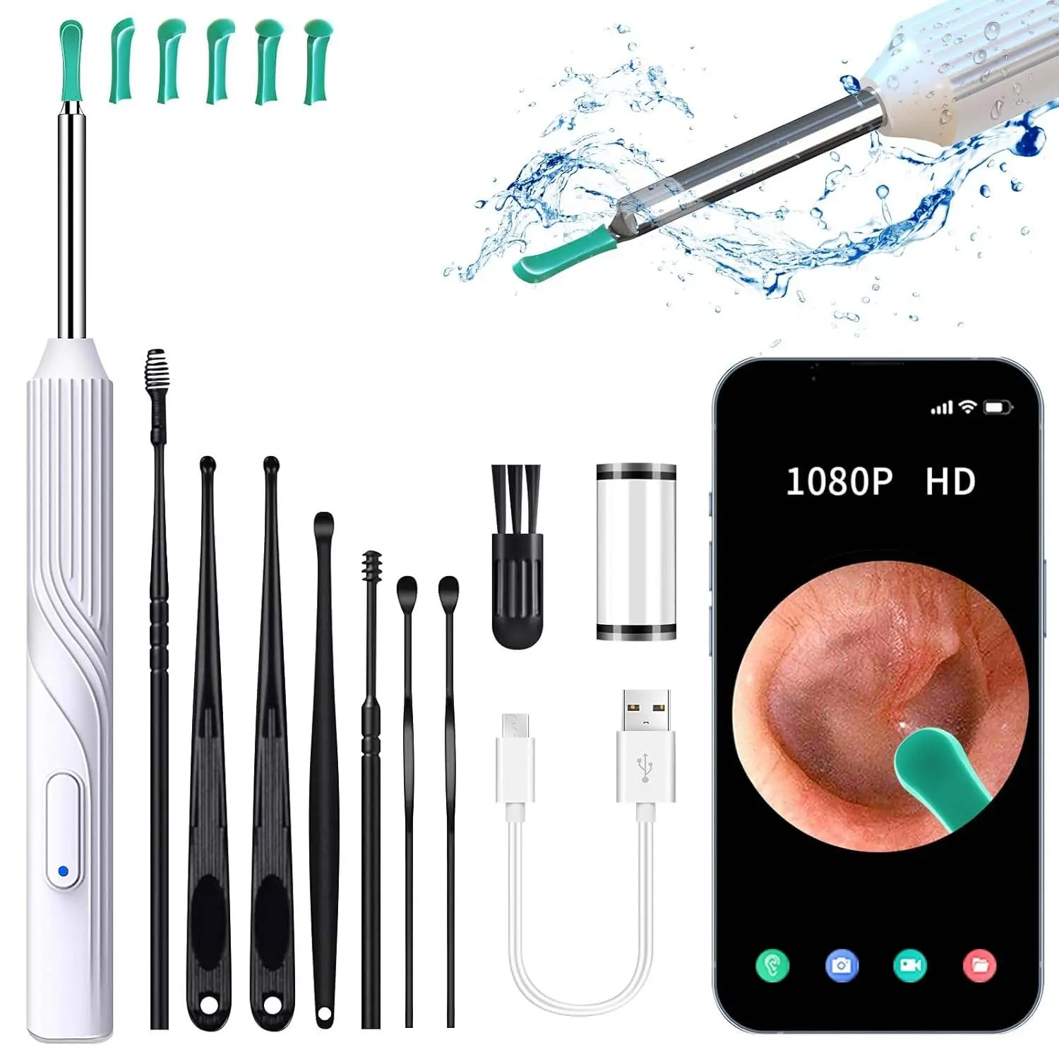 Ear Wax Removal Ear Cleaner with 1080P HD Otoscope Camera and Light Plus 7Pcs Ear Set for All iPhone and Android Phones