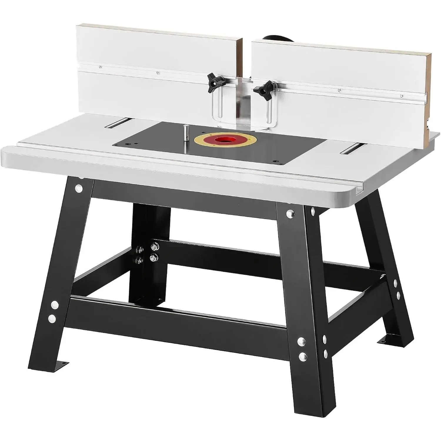 VEVOR Benchtop Router Table - 24x15.7 in MDF Top, Durable Metal Base, Adjustable Fence, 2-1/2 in Dust Port, Router Compatible, Easy Setup, Accurate Cuts/Dovetailing, Woodworking Tool, Assembly Required, Drill Bit Compatible, Transparent Guard