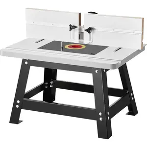 VEVOR Benchtop Router Table, 24 in x 15.7 in, Bench Top Routing Table with Adjustable Fence, MDF Top, Sturdy Metal Base, 2-1/2 in Dust Collection Port, Compatible with Routes & Various Drill Bits