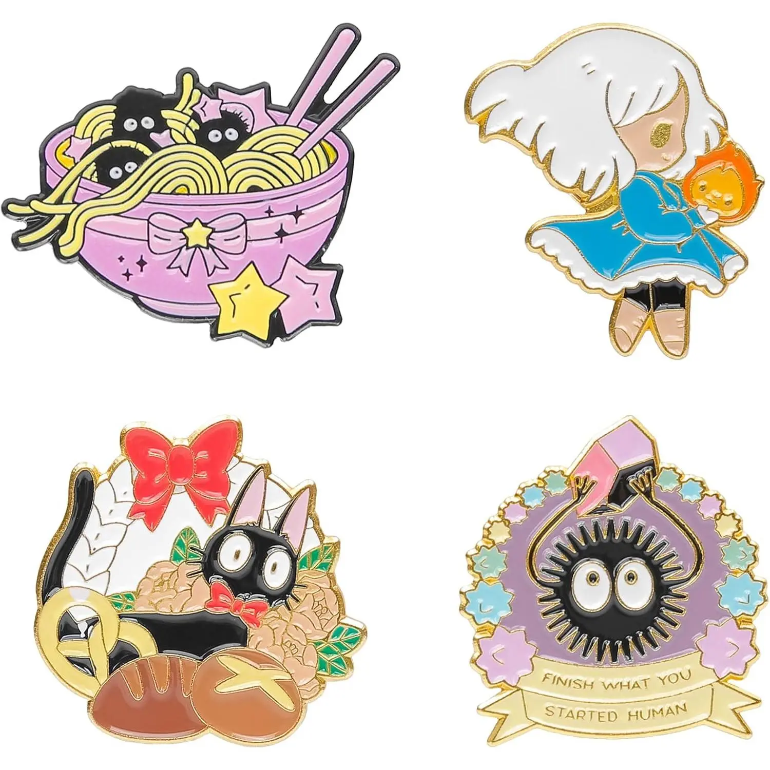 X-BR44 Cute Enamel Pins for Backpacks, Kawaii Anime Soot Sprites Cat Frog Cartoon Pins for Kids, Lapel Pin Set Badges for DIY Clothing Bags Jackets Jewelry Accessory Decoration Gift