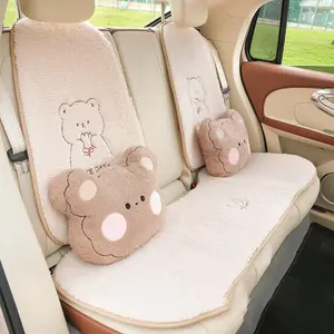 Cute Bear Design Car Seat Cushion, Soft & Comfortable Car Seat Cover, Thickened Car Seat Protector, Car Interior Accessories for Women & Girls, Car Seat Decorative