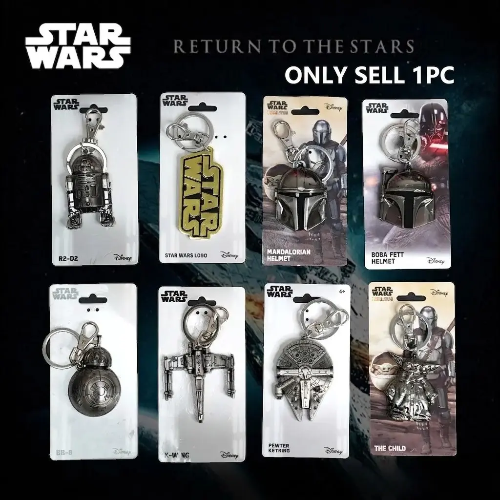 Star Wars Official Licensed Metal Keychain, Mandalorian Grogu R2D2 Millennium Falcon Alloy Keyring, Premium Star Wars Gifts for Fans & Men, Heavy Duty Star Wars Accessories Bag Charm Keychain For Bags 8 Styles available