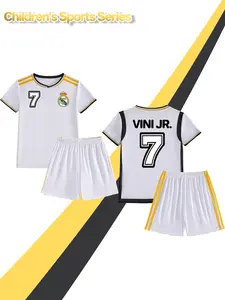 Soccer set with name VINI JR. and number 7, lightweight and breathable soccer set, including jersey and matching shorts, suitable for outdoor activities, training, sports - birthday parties, back-to-school parties, soccer party costumes