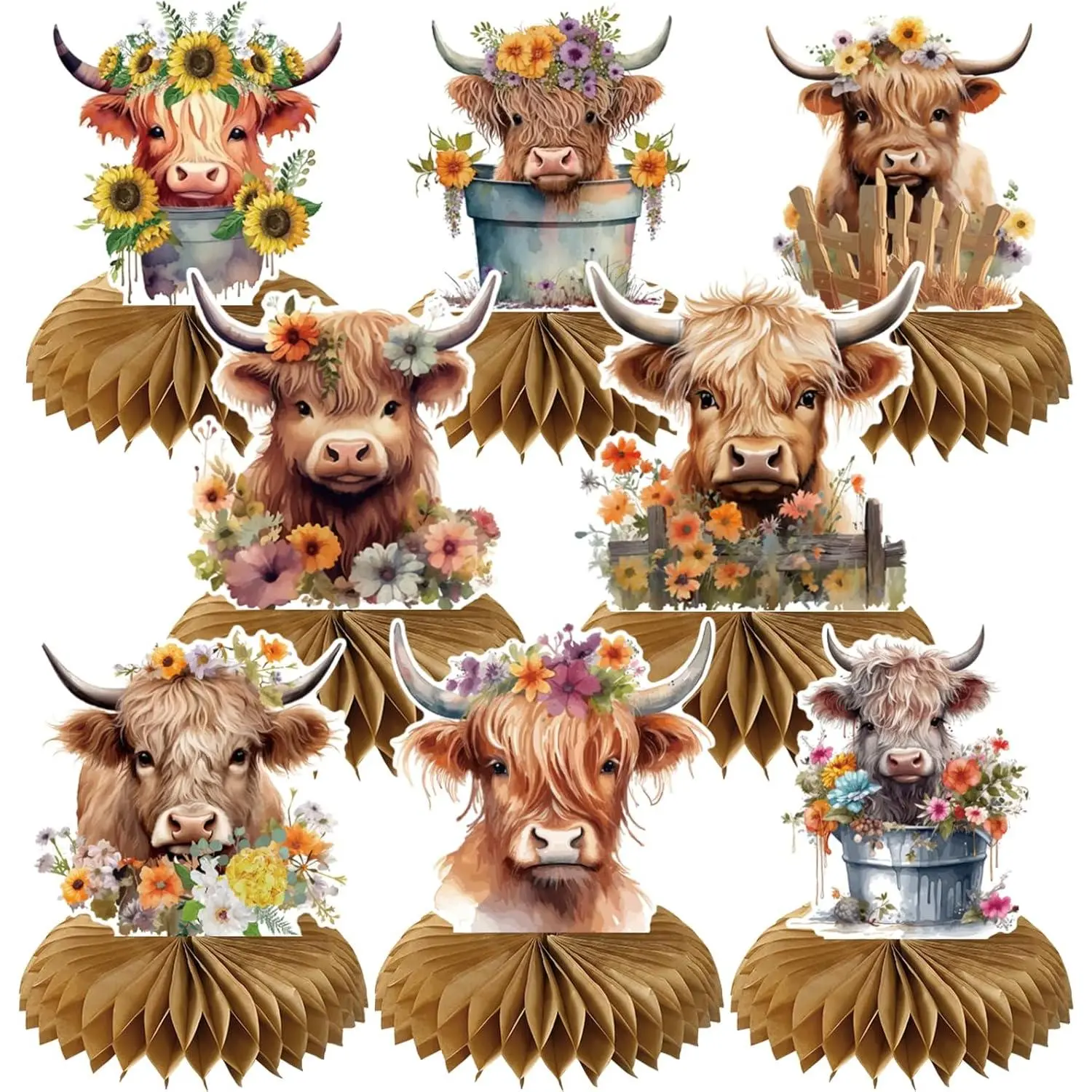 Highland Cow Party Decorations, Highland Cow Birthday Party Table Decorations, Chic Flower  Centerpiece Farm  Shower Decor Supplies