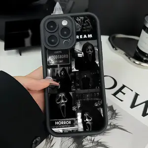 Ghostface's Realm Pattern TPU Phone Case for iPhone 16 Pro Max 16e 15 14 Plus 13 12 Mini 11 Air XR X XS Mini  Shockproof Drop Protection Rugged Durable Silicone Cover Cellphone Protective Casing