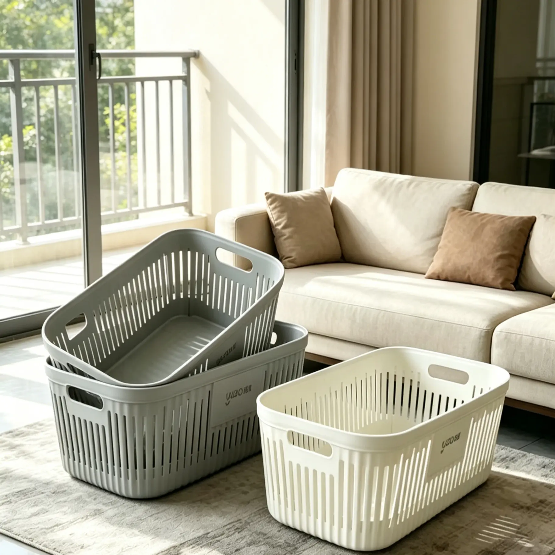 Home Use Breathable Plastic Laundry Basket, Large Capacity Storage Bin, Durable and Easy to Clean, Ideal for Bathroom and Balcony Organization