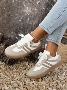 Women's Patchwork Sneakers, Comfortable Rubber Sole Design, Casual All-Season Footwear for Women, Durable Fabric Upper Material, Trendy Walking Sneaker