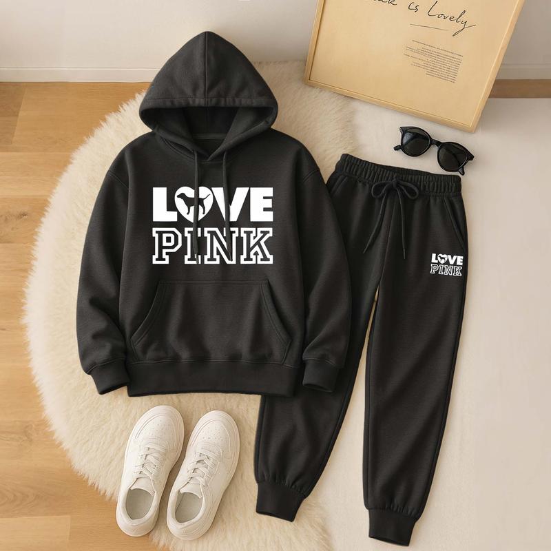 Women's Pink Print Hoodie And Drawstring Track Pants Set, Casual Sportswear, Long-Sleeved Hooded Jacket And Pants, Suitable For Autumn And Winter, Everyday Wear, Indoor And Outdoor Sportswear, Casual Sportswear. Women's Pink Print Hoodie And Drawstring Track Pants Set, Casual Sportswear, Long-Sleeved Hooded Jacket And Pants, Suitable For Autumn And Winter, Everyday Wear, Indoor And Outdoor Sportswear, Casual Sportswear.